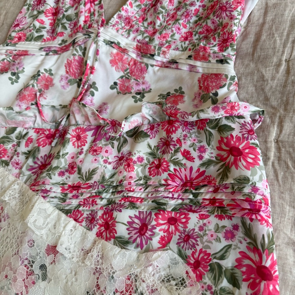 For Love & Lemons Pink and White Floral Lace Maxi Dress - Picture 8 of 16